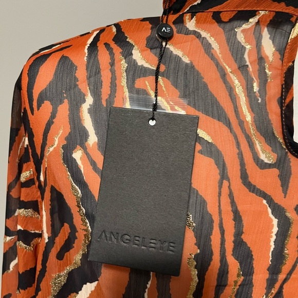 Angeleye Zebra Print High Neck Chiffon Blouse - Picture 10 of 13